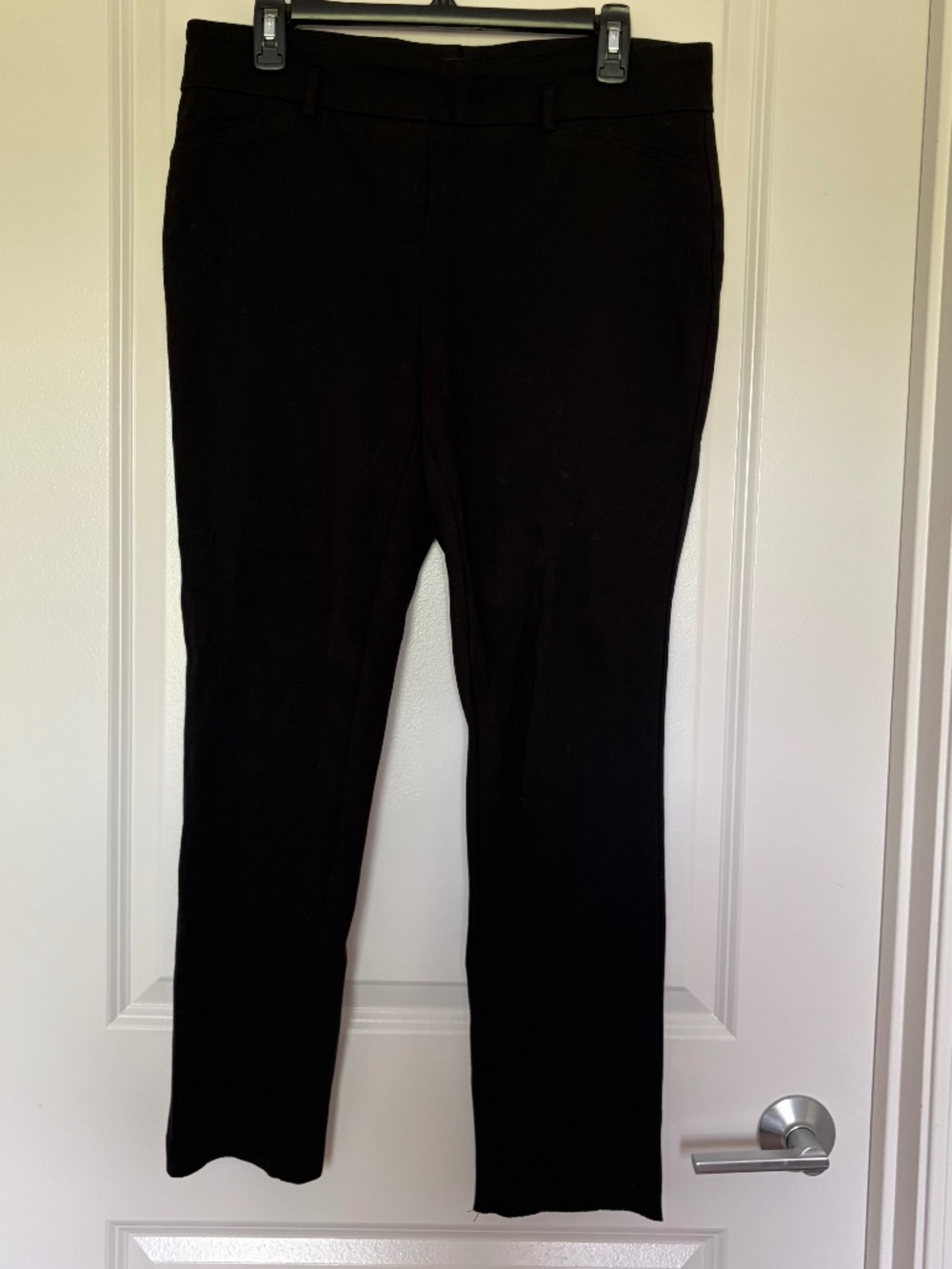 Women's Size L Black Pants Office Business Casual Faux Pockets, No Button/Zipper